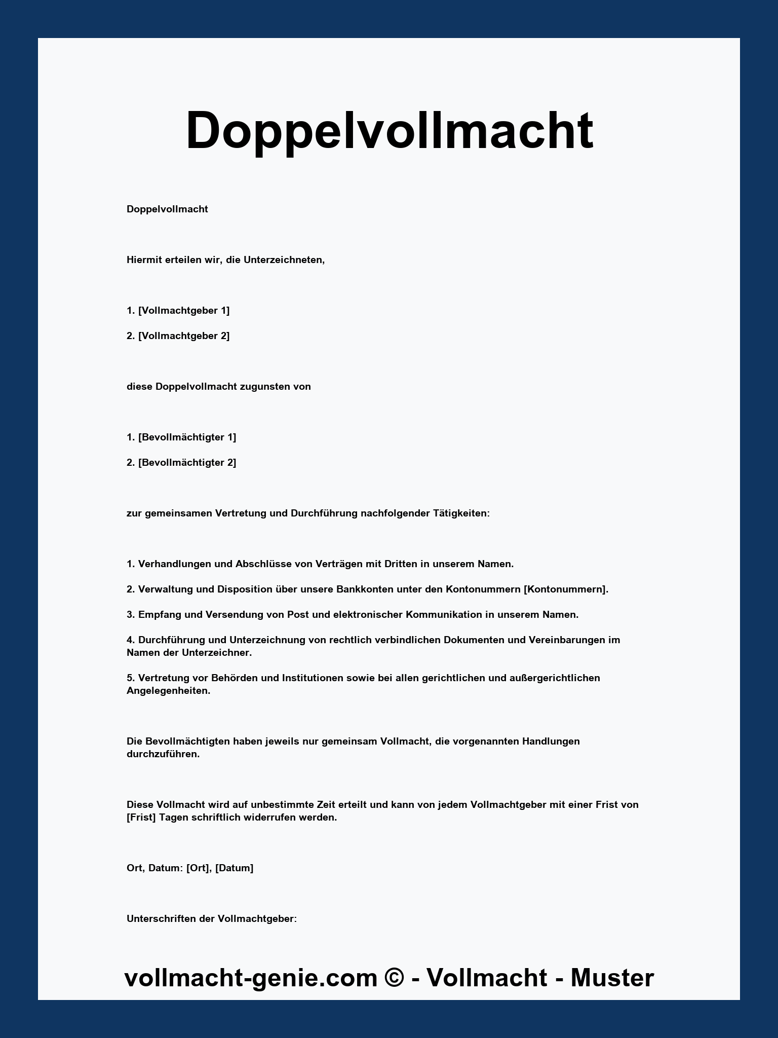 Doppelvollmacht Muster