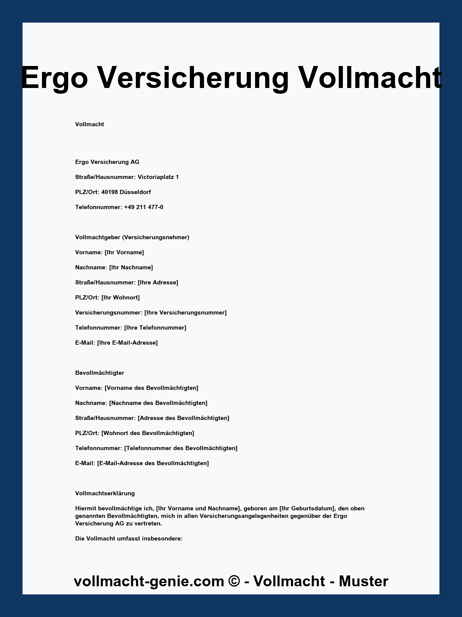 Ergo Versicherung Vollmacht Formular