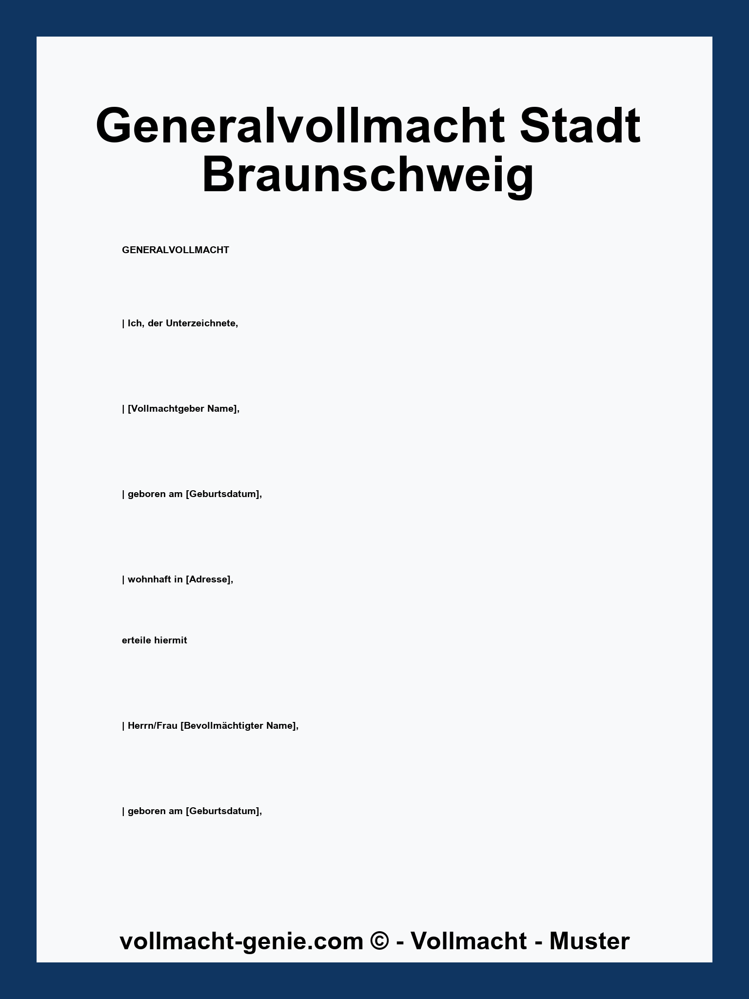 Generalvollmacht Stadt Braunschweig