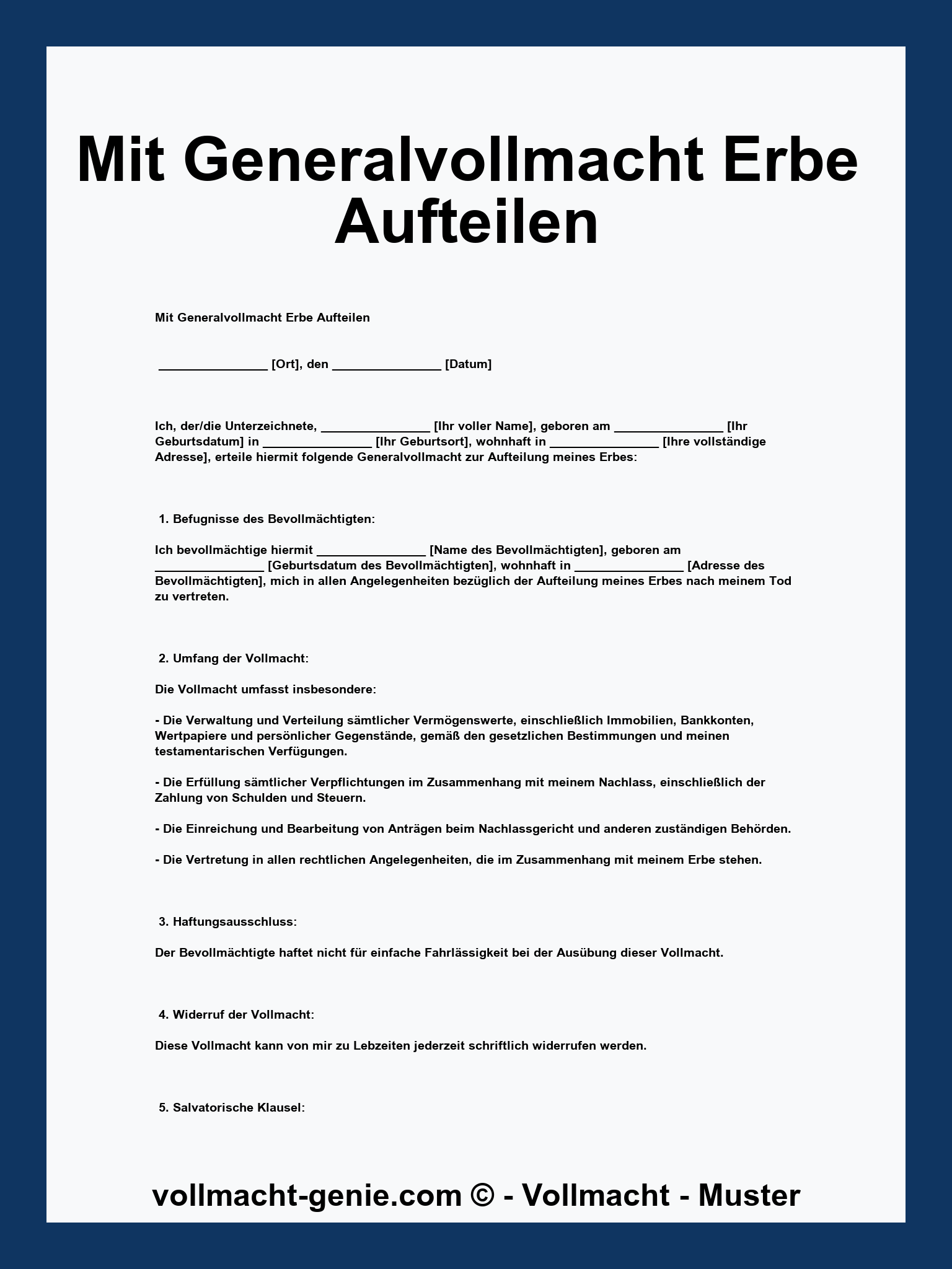Mit Generalvollmacht Erbe Aufteilen