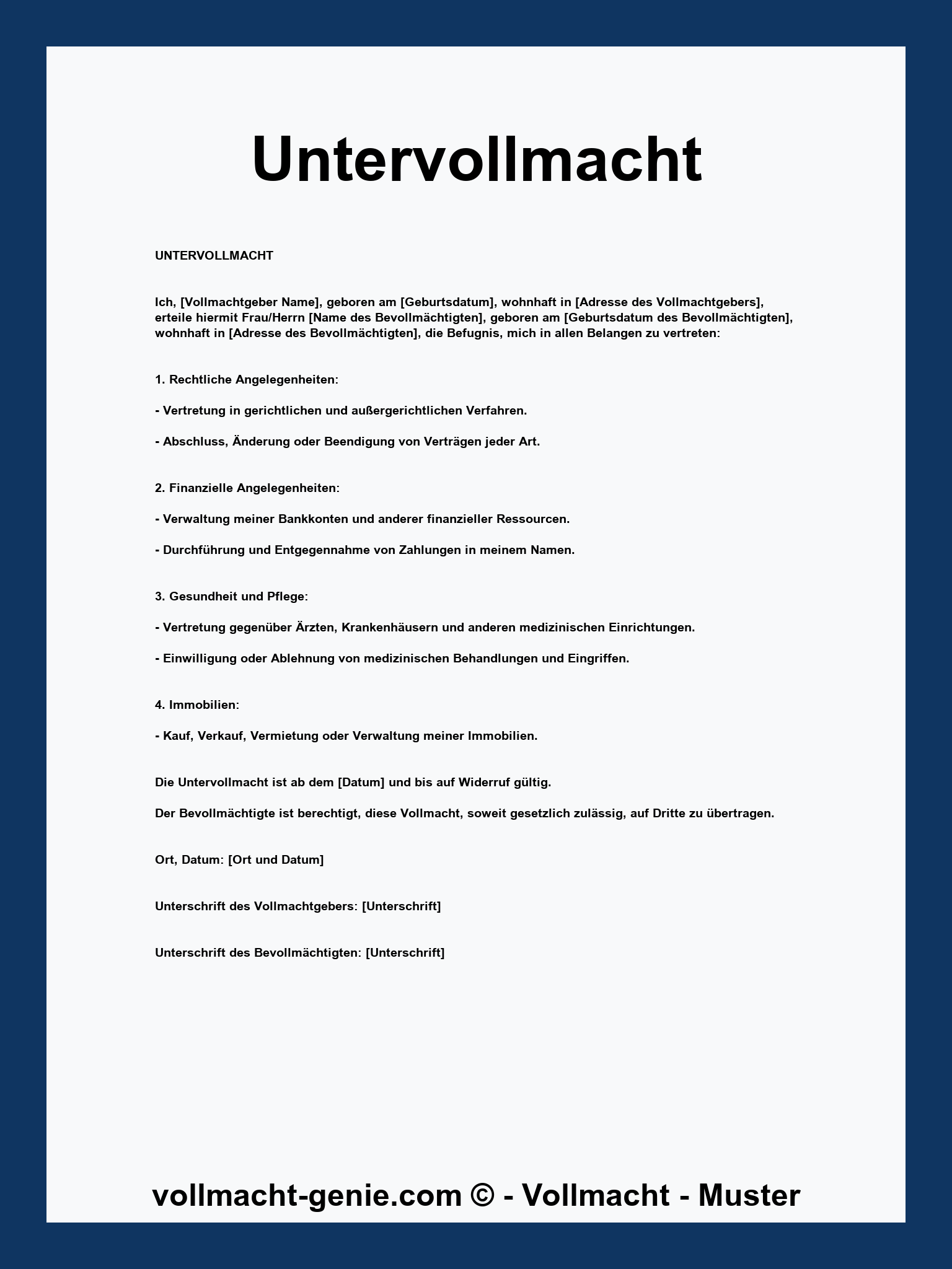 Untervollmacht Muster - WORD