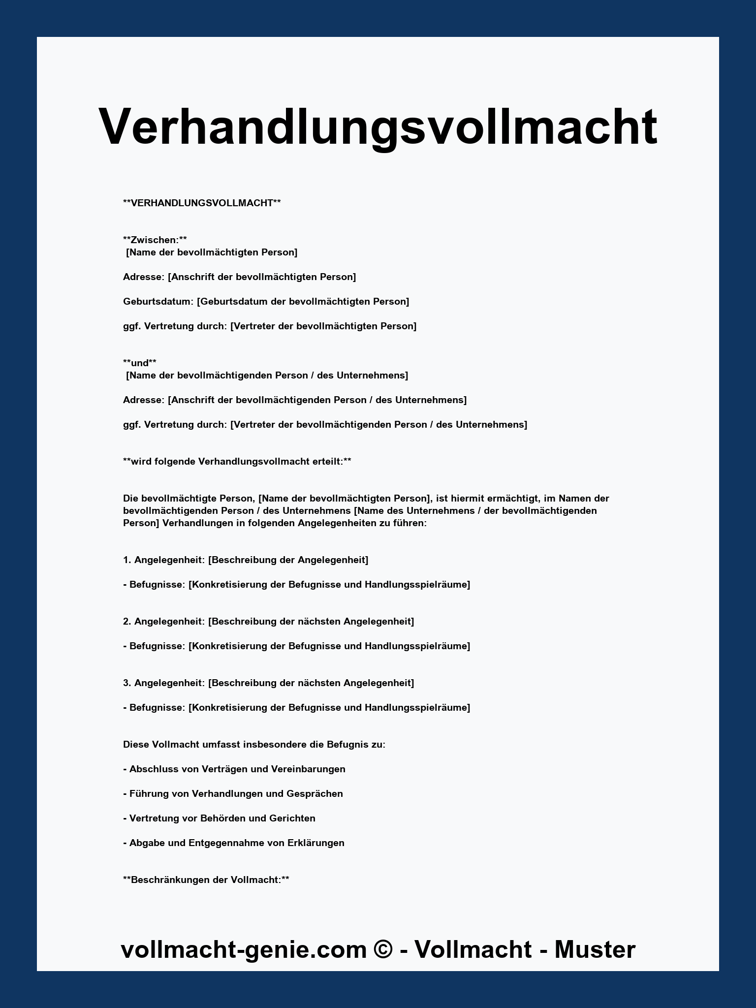 Verhandlungsvollmacht