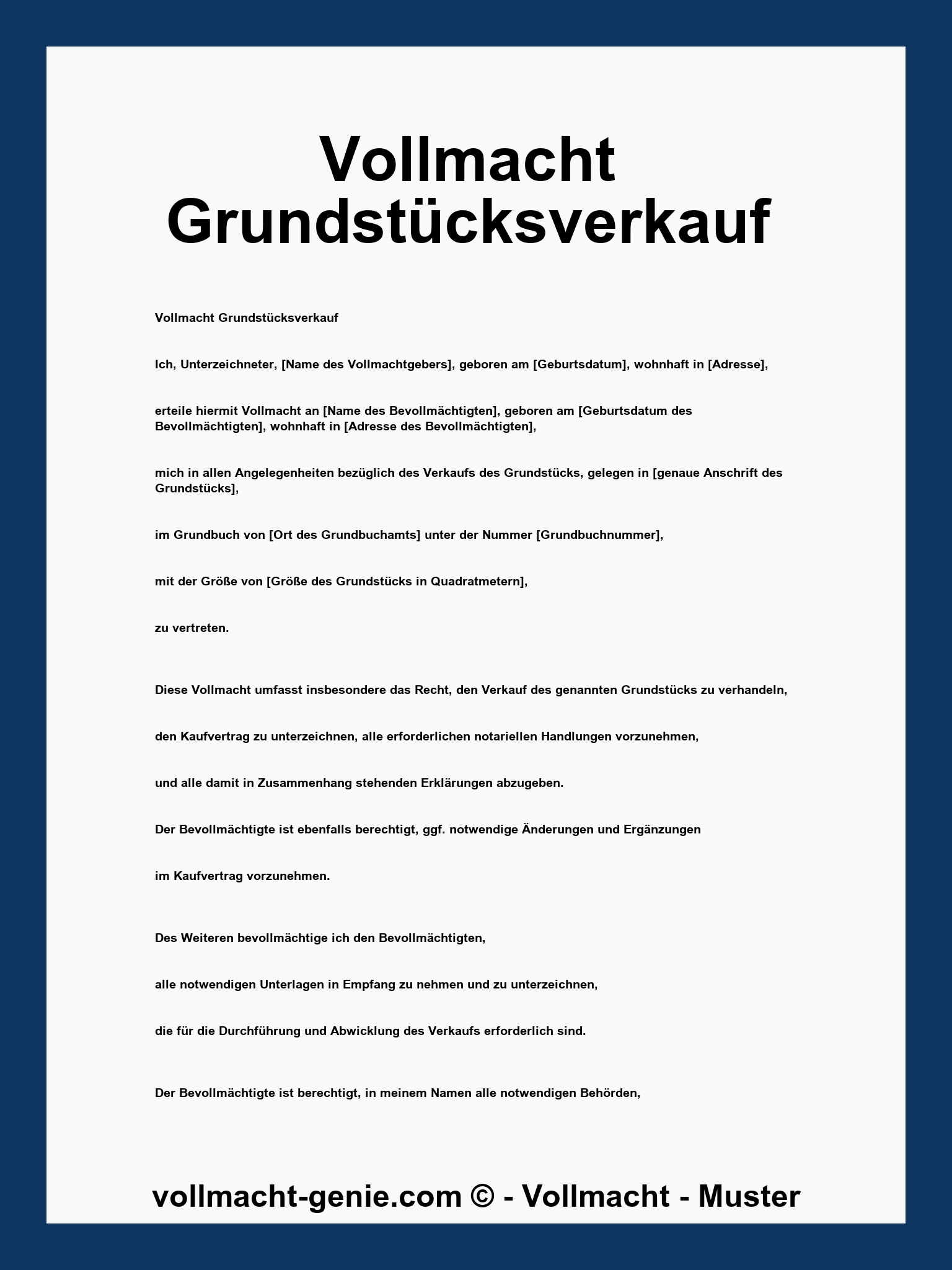 Vollmacht Grundstücksverkauf - PDF