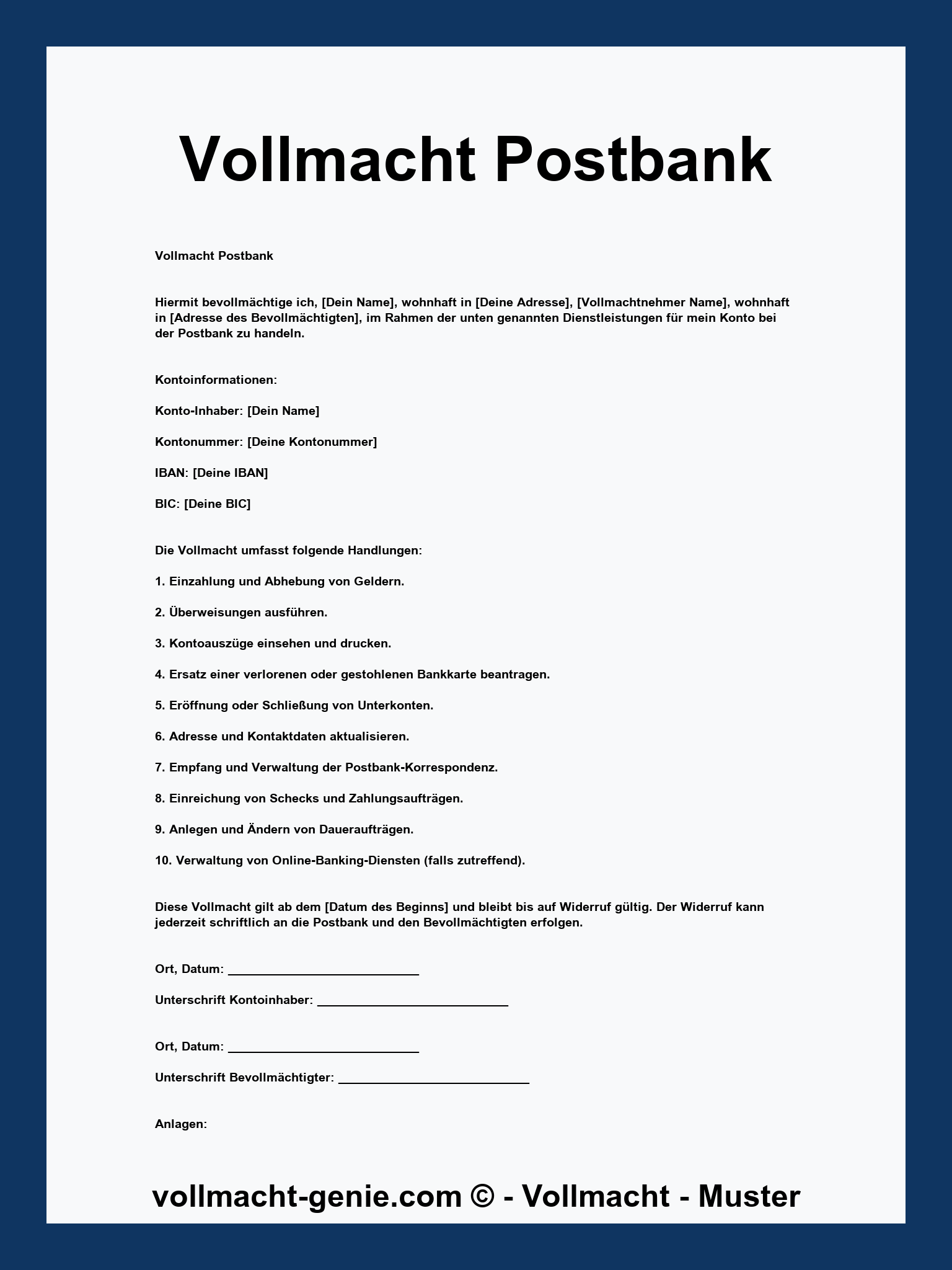 Vollmacht Postbank - PDF